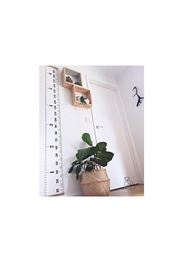 MinoMia (20cm x 200cm, White & Black) - Miaro Kids Growth Chart, Wood Frame Fabric Canvas Height Measurement Ruler From Baby to Adult for Child's Room Decoration - Image 3
